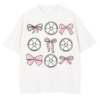 Y2K Graphic T-Shirt with pink bows and radioactive heart design on black oversized tee.